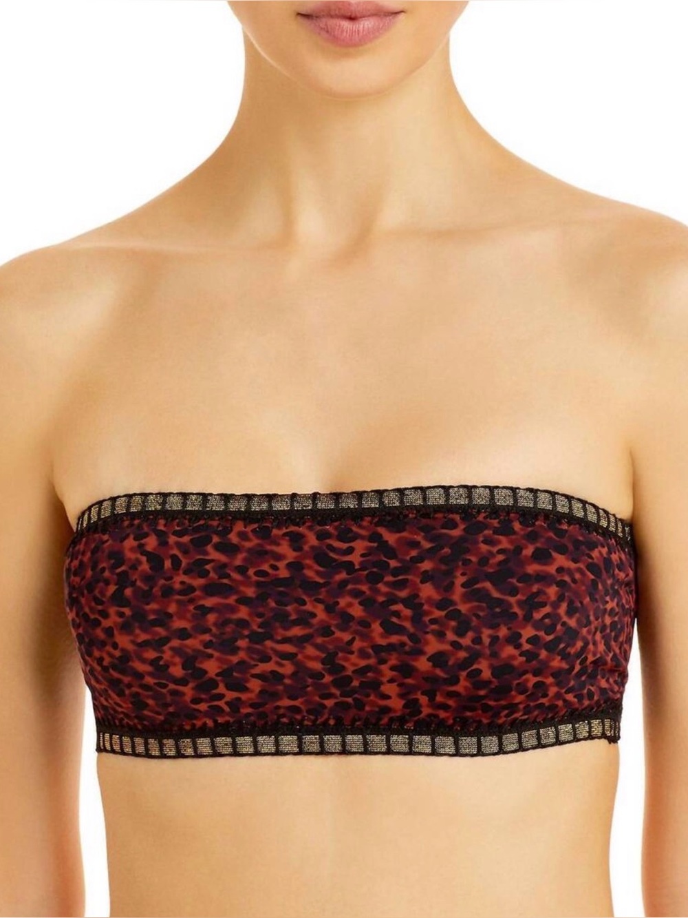 NWT Platinum  Swimwear Wildheart Crochet Trim Bandeau Size Medium